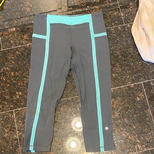 Lululemon Athletica Charcoal and Aqua Leggings